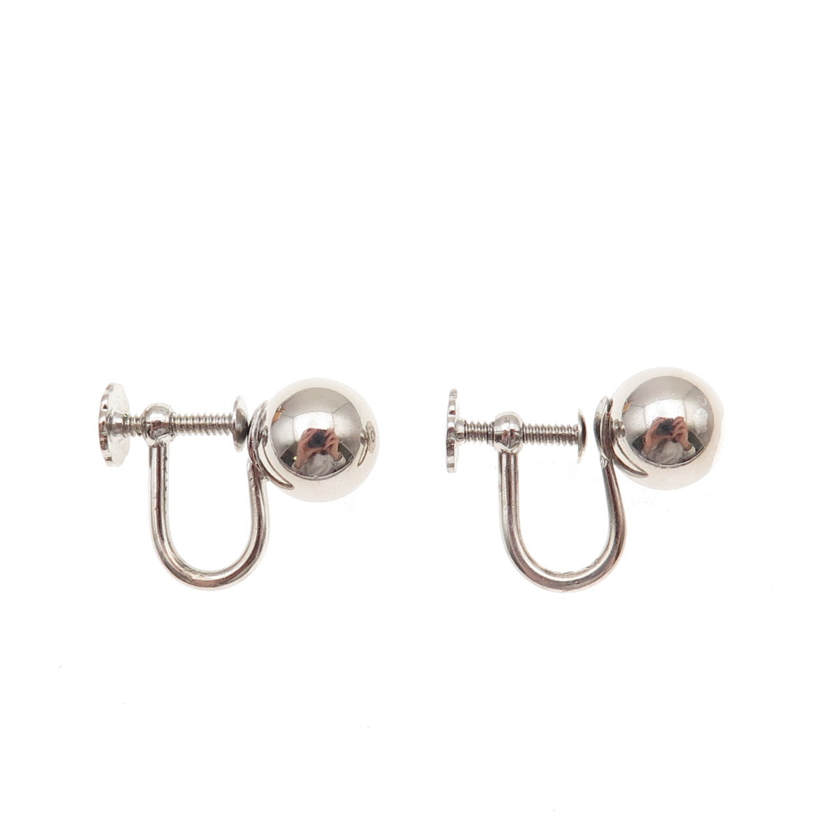 925 Sterling Silver Vintage Ball Bead Screw Back Earrings