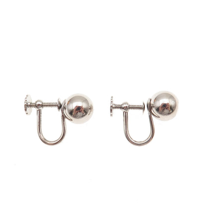 925 Sterling Silver Vintage Ball Bead Screw Back Earrings