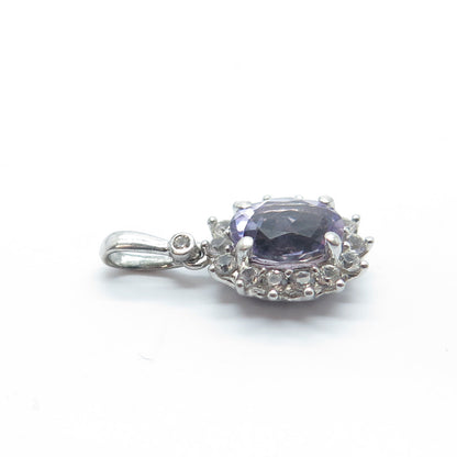 MICHELLE ALBALA 925 Sterling Silver Vintage White Topaz Gem Lavender C Z Pendant