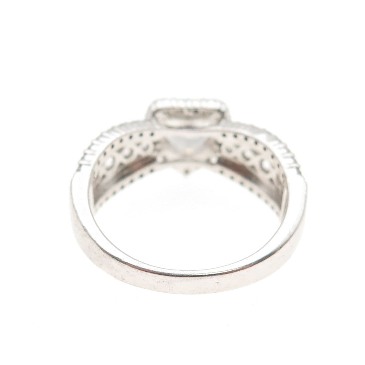 925 Sterling Silver Real Heart & Round-Cut C Z Promise Ring Size 9.25