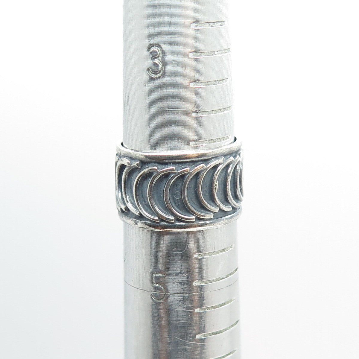 925 Sterling Silver Vintage Mexico Rolo Link Band Oxidized Ring Size 4.5