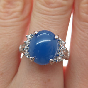 VARGAS & LIND 925 Sterling Silver Vintage Real Chalcedony & C Z Ring Size 7.25