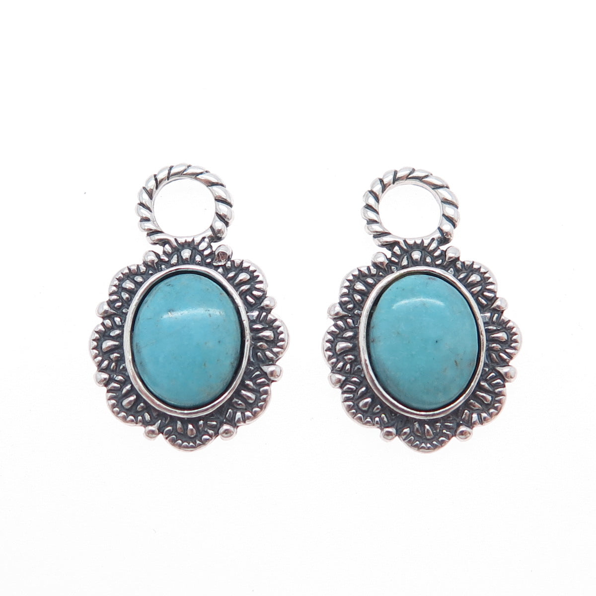 CAROLYN POLLACK Old Pawn 925 Sterling Silver Vintage Turquoise Jacket Earrings