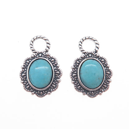 CAROLYN POLLACK Old Pawn 925 Sterling Silver Vintage Turquoise Jacket Earrings