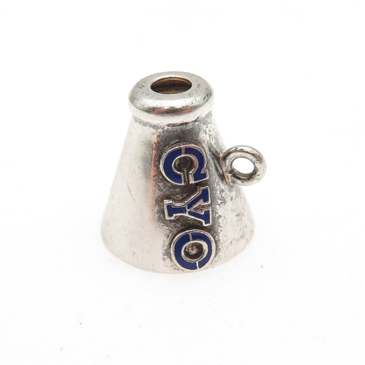 J.M. Fisher Sterling Silver Vintage Enamel CYO Collage Megaphone Mini Pendant