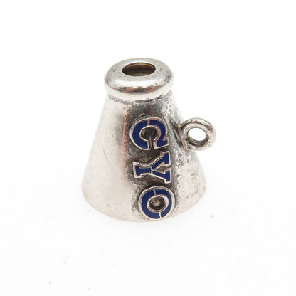 J.M. Fisher Sterling Silver Vintage Enamel CYO Collage Megaphone Mini Pendant