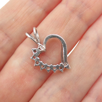 925 Sterling Silver Round-Cut C Z Heart Minimalist Charm Pendant