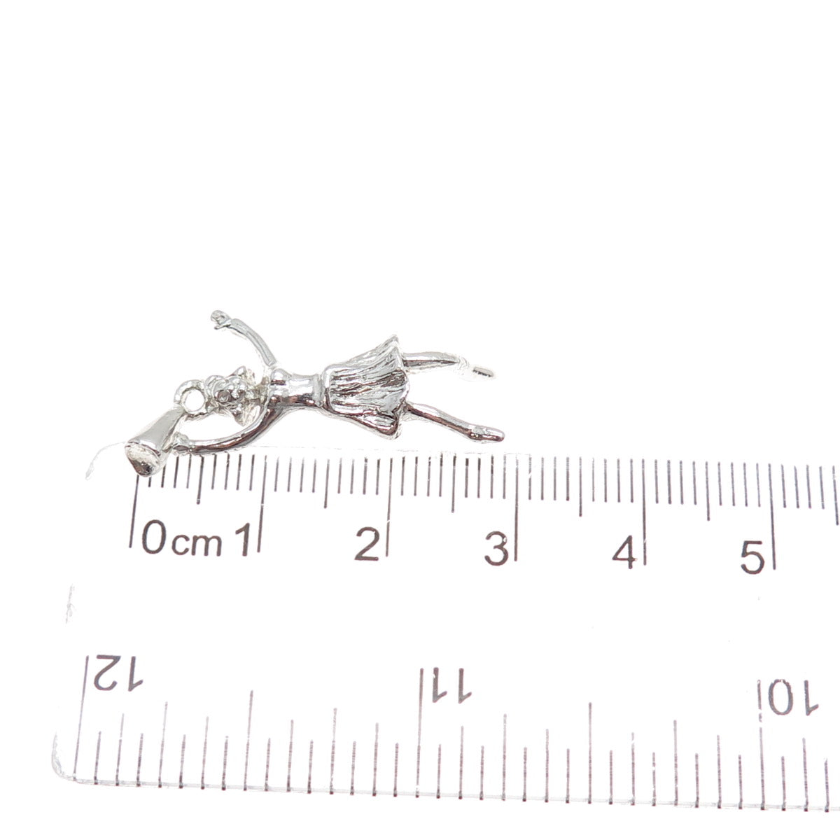 925 Sterling Silver Vintage Cheerleader Charm Pendant