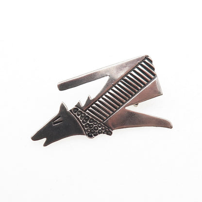 Allison S. Lee Navajo Old Pawn Sterling Silver Vintage Wolf Tribal Pin Brooch