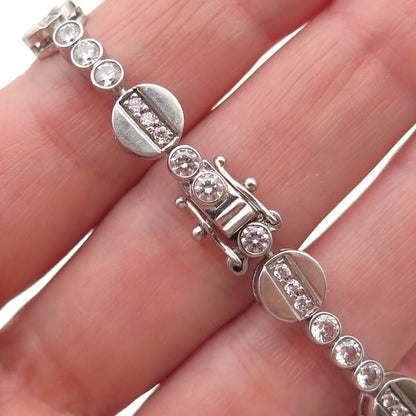 Michael Valitutti Gems En Vogue 925 Sterling Round-Cut C Z Disc Link Bracelet 8"