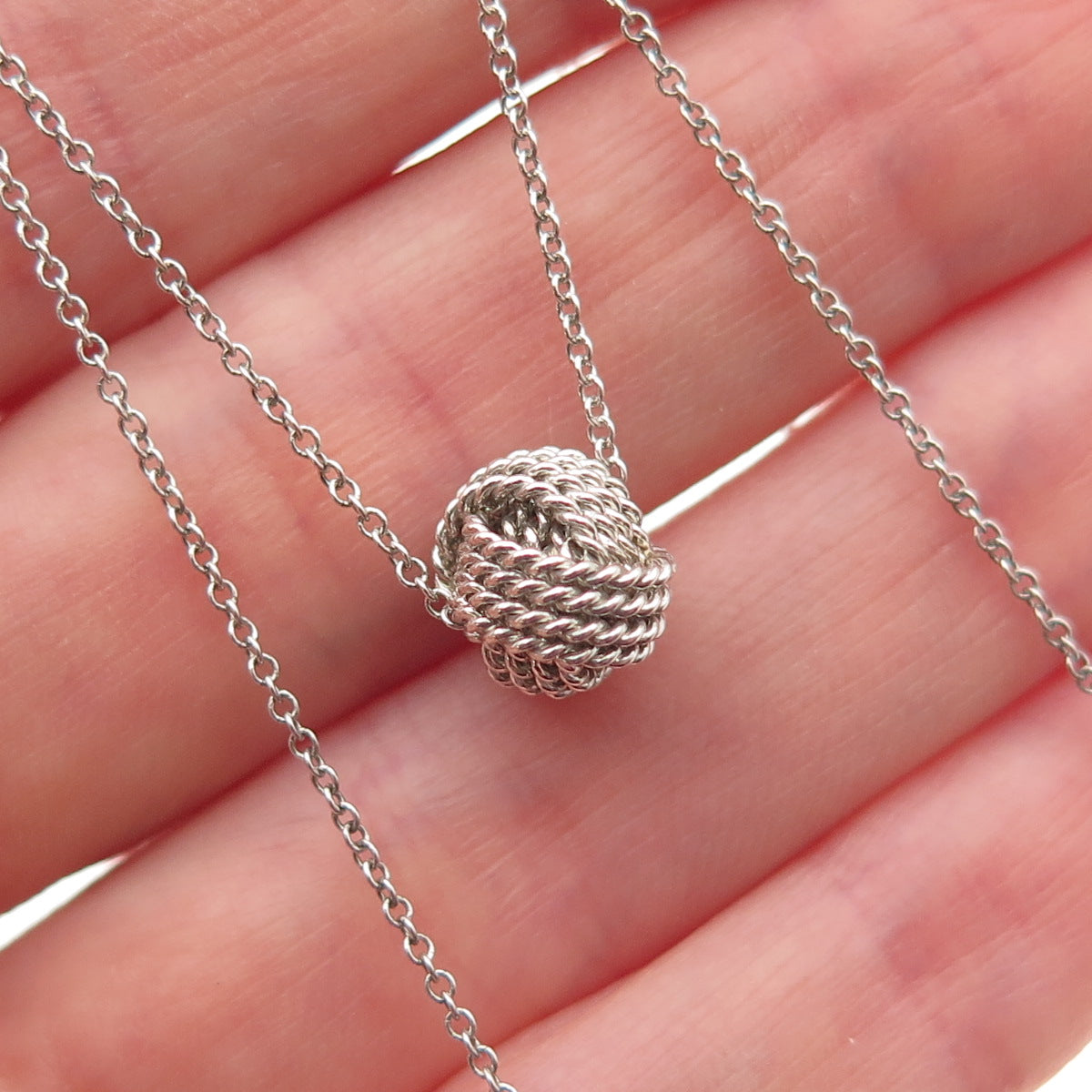 TIFFANY & CO. 925 Sterling Silver Vintage Twisted Knot Cable Chain Necklace 16"
