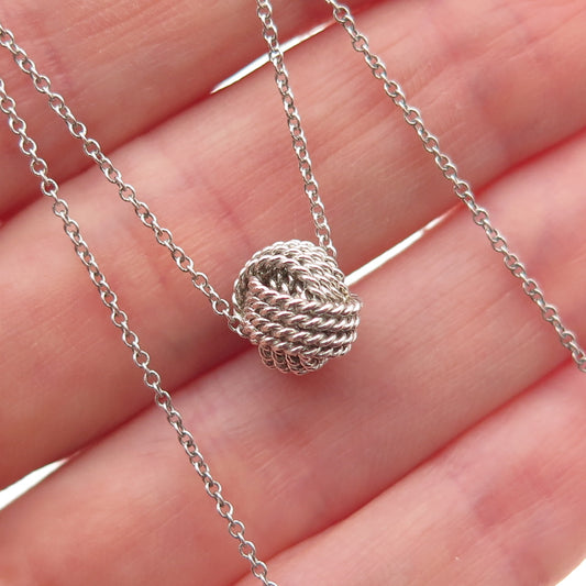 TIFFANY & CO. 925 Sterling Silver Vintage Twisted Knot Cable Chain Necklace 16"
