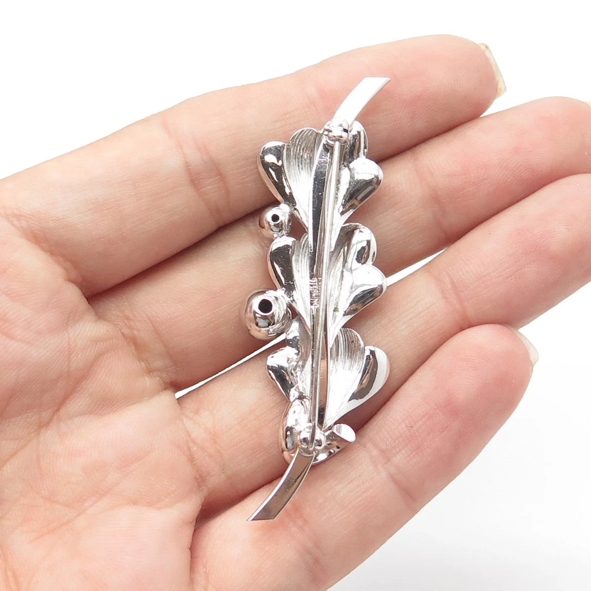 FORSTNER 925 Sterling Silver Antique Art Deco Leaf Pin Brooch
