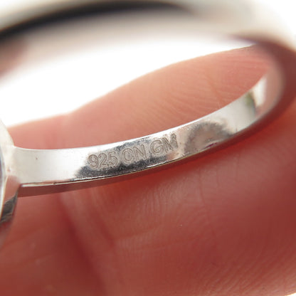 925 Sterling Silver Vintage Lab-Created Ruby & C Z Bohemian Ring Size 6