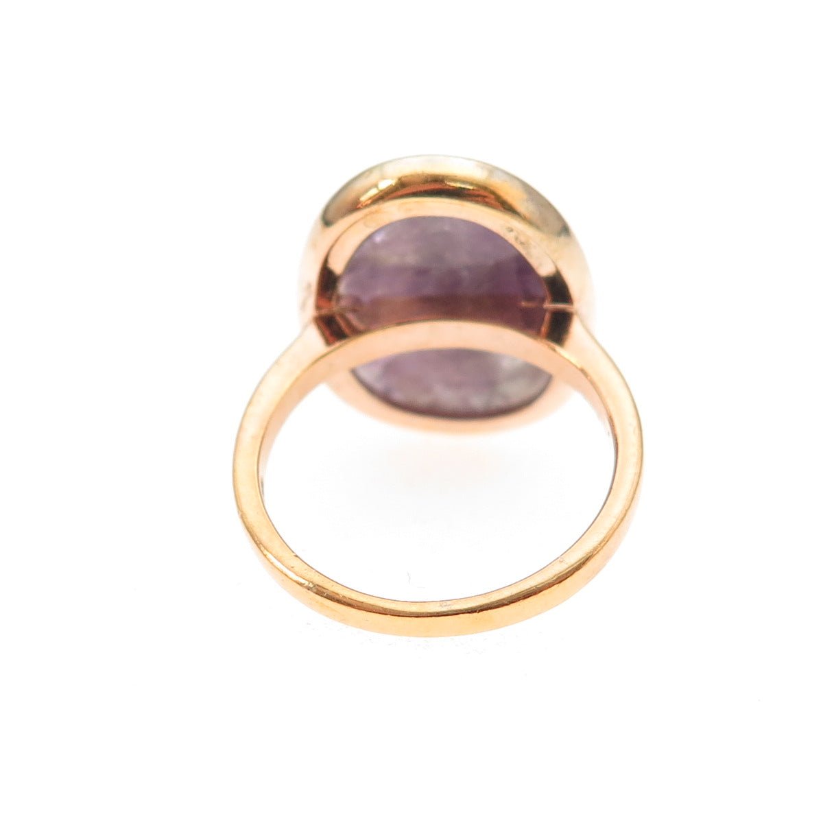 925 Sterling Silver Gold Plated Vintage Real Amethyst Modernist Ring Size 6