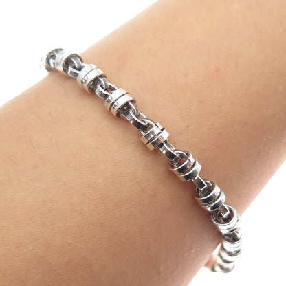 925 Sterling Silver Vintage Modernist Anchor Link Oxidized Bracelet 6.75"