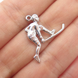 RQC REMBRANDT 925 Sterling Silver Vintage Hockey Player Charm Pendant