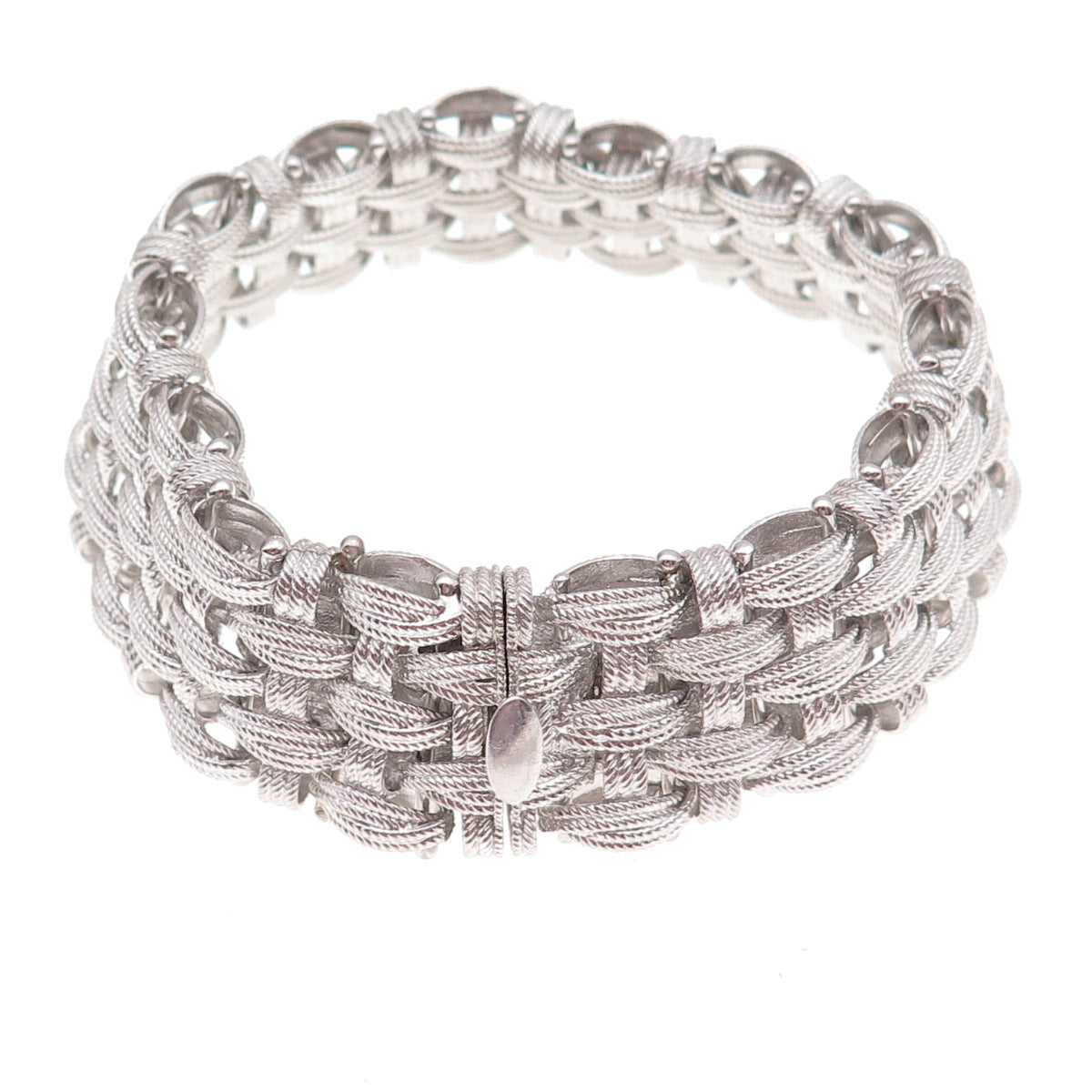Dasan 925 Sterling Silver Vintage Italy Heavy 53.5g Braided Link Bracelet 7.25"