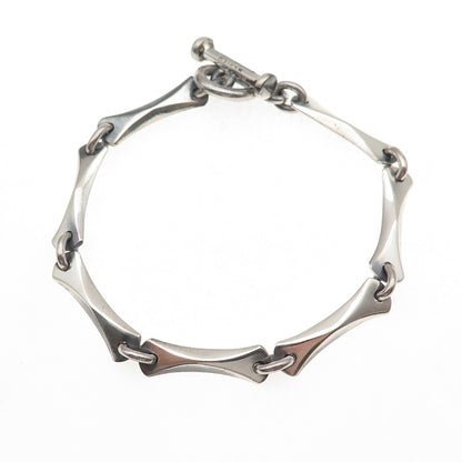 925 Sterling Silver Vintage Mexico Modernist Bar Link Bracelet 7.25"