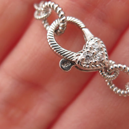 JUDITH RIPKA Sterling Silver Multi-Color C Z Heart Station Chain Necklace 36"