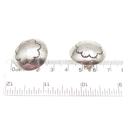 Old Pawn 925 Sterling Silver Vintage Southwestern Concho Tribal Clip On Earrings