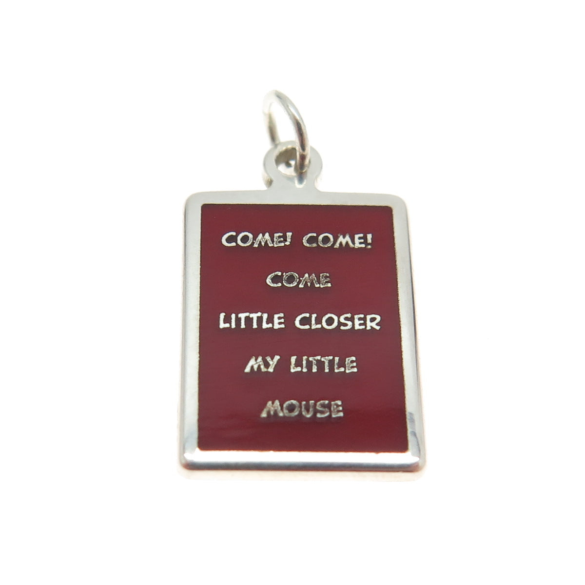 925 Sterling Silver Enamel "Come Little Closer My Little Mouse" Charm Pendant