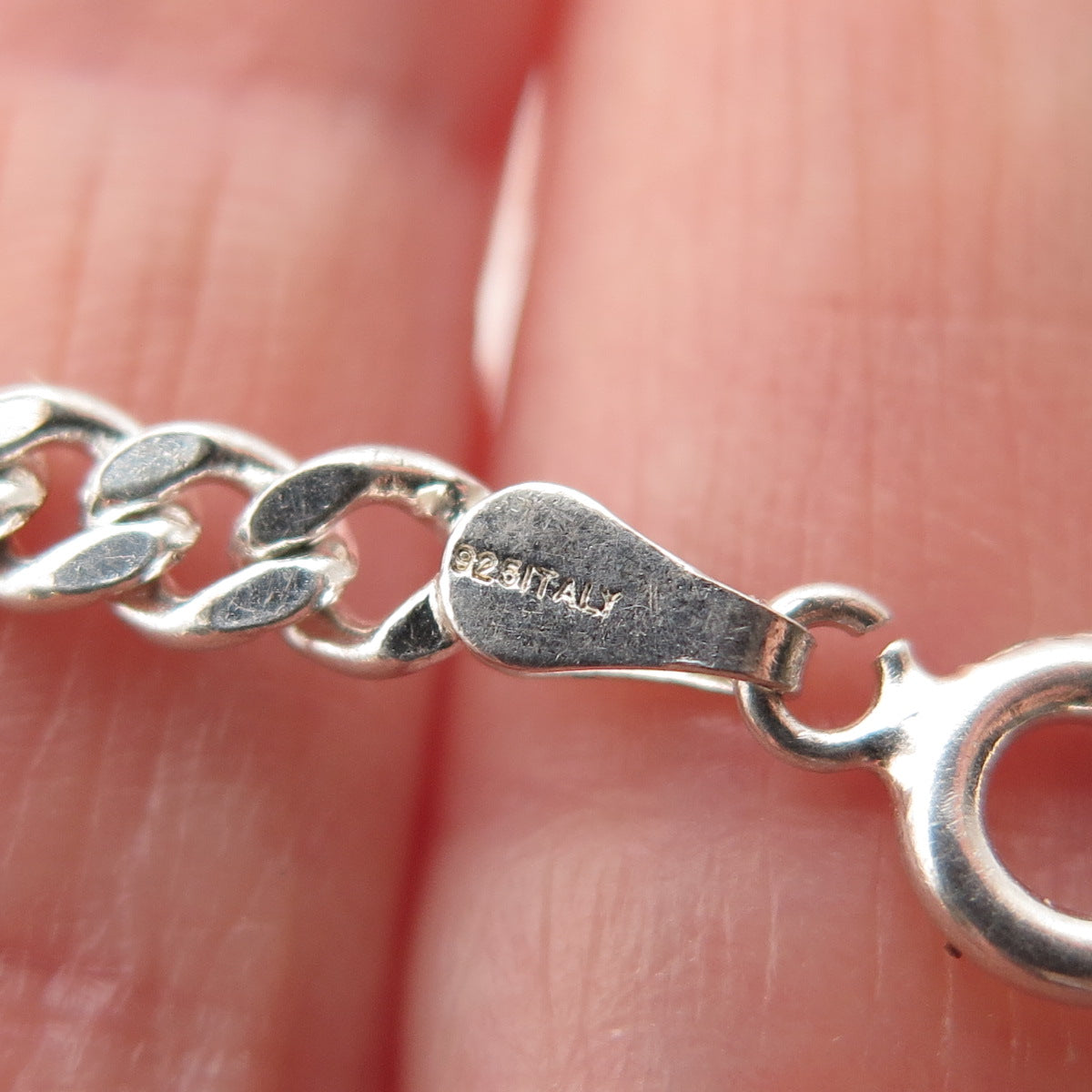 925 Sterling Silver Italy Cuban Link Bracelet 8"