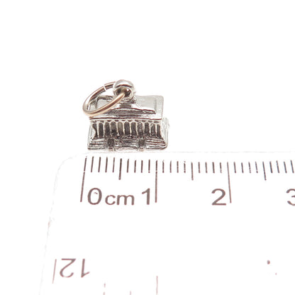925 Sterling Silver Vintage Lincoln Memorial Oxidized 3D Mini Charm Pendant