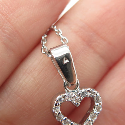 925 Sterling Silver Round-Cut C Z Heart Key Cable Chain Necklace 16"