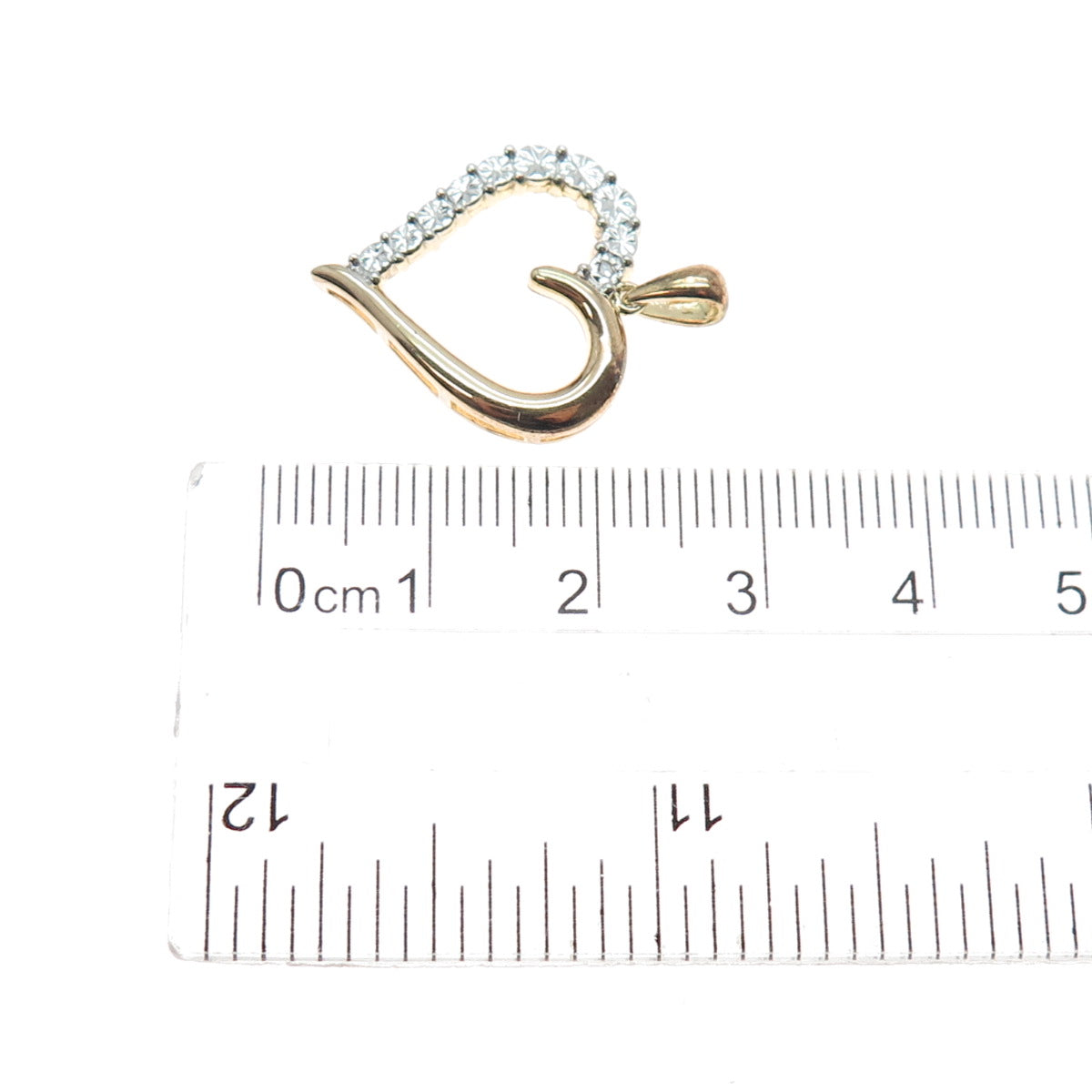 JH YOUNG 925 Sterling Silver 2-Tone Real Diamond Accent Heart Charm Pendant