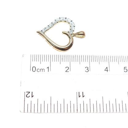 JH YOUNG 925 Sterling Silver 2-Tone Real Diamond Accent Heart Charm Pendant