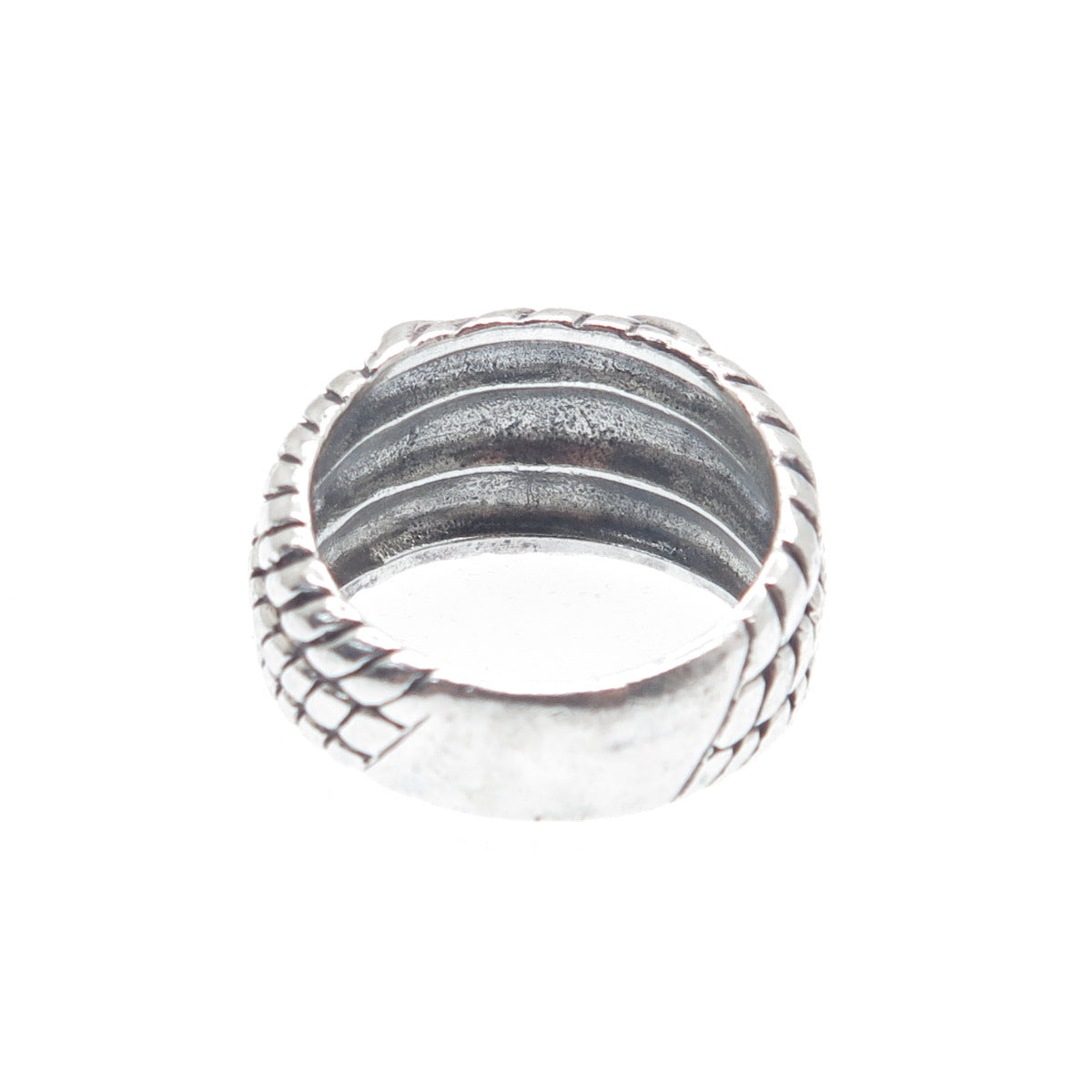 KEN CRAFTS 925 Sterling Silver Vintage Crisscross Oxidized Ring Size 5.75