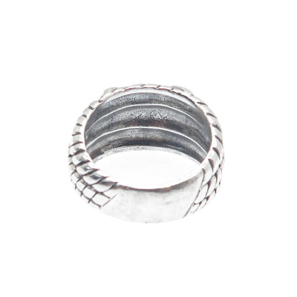 KEN CRAFTS 925 Sterling Silver Vintage Crisscross Oxidized Ring Size 5.75