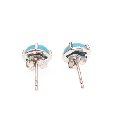 Chuck Clemency 925 Sterling Silver Real Sleeping Beauty Turquoise Stud Earrings
