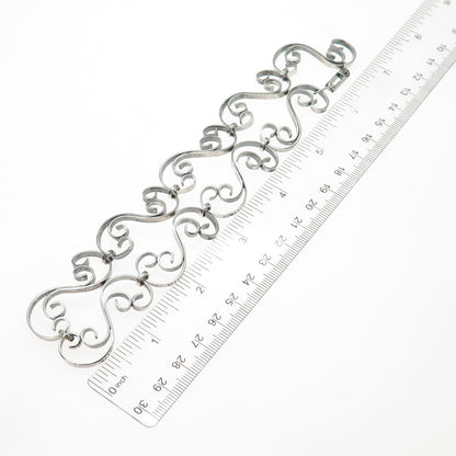 925 Sterling Silver Vintage Swirl Chain Choker Necklace 14"