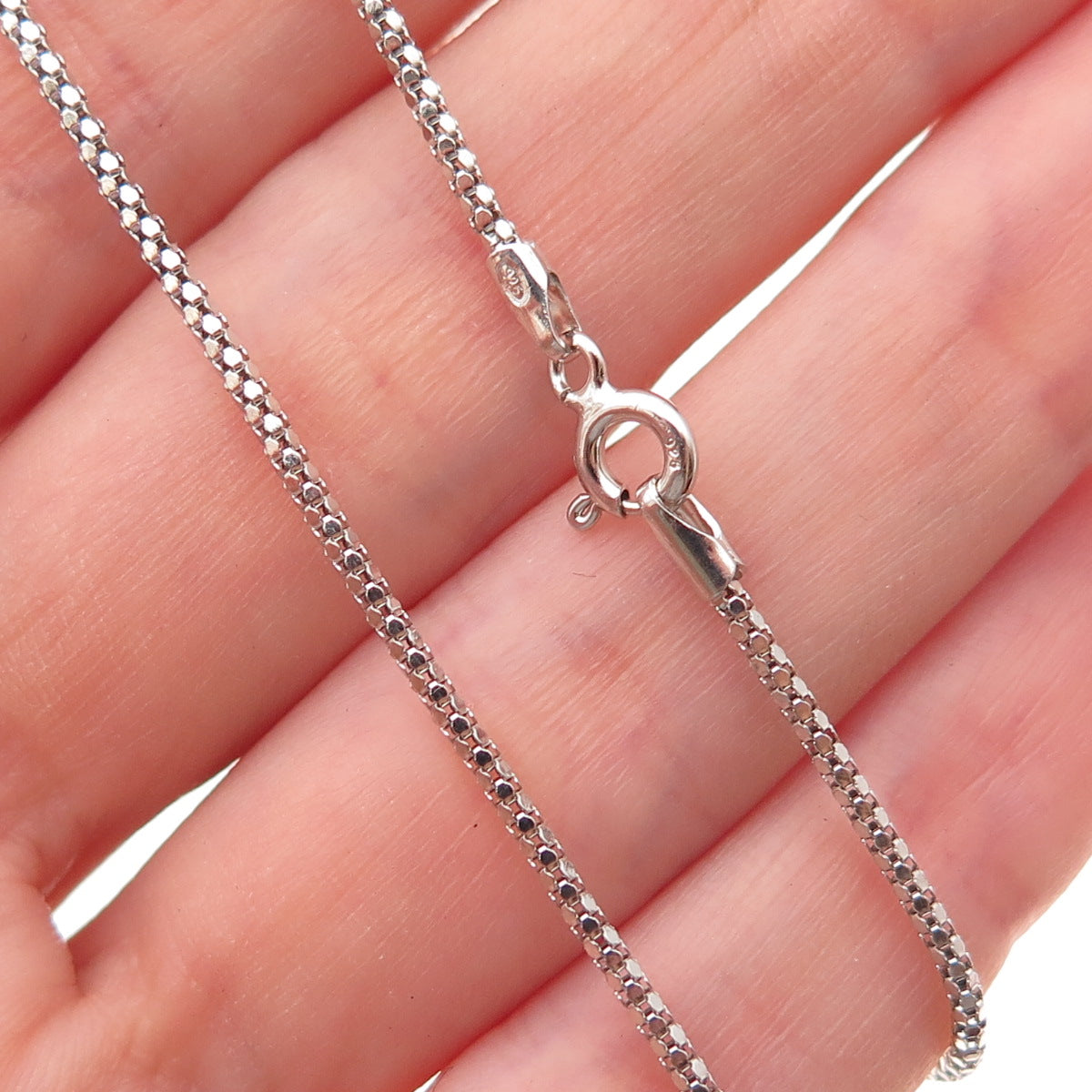 925 Sterling Silver Italy Popcorn Chain Necklace 20"