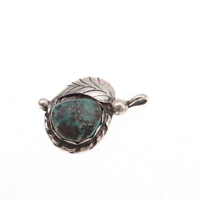 Michael Thompson Navajo Old Pawn 925 Sterling Vintage Turquoise Feather Pendant