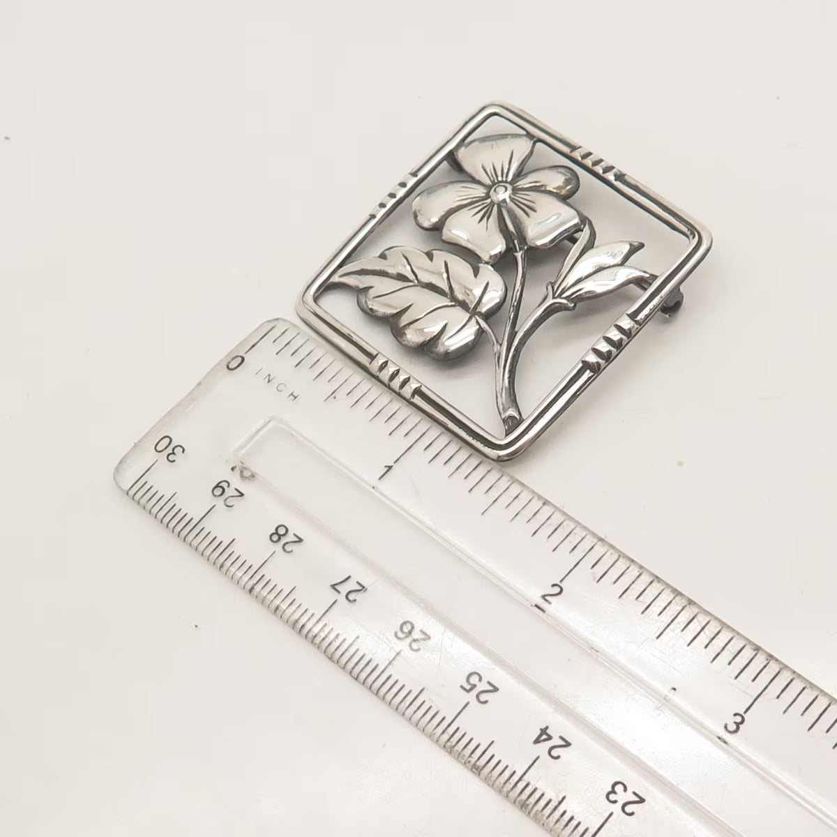 925 Sterling Silver Vintage Floral Leaf Pin Brooch