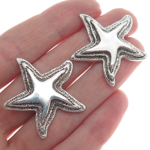 925 Sterling Silver Vintage Mexico Starfish Oxidized Earrings