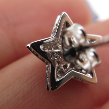 925 Sterling Silver Round-Cut Star Stud Earrings