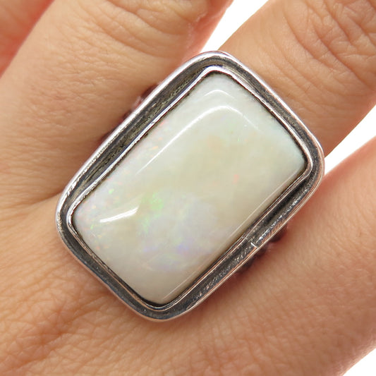 Old Pawn 925 Sterling Silver Vintage Southwestern Opal Tribal Ring Size 12.5