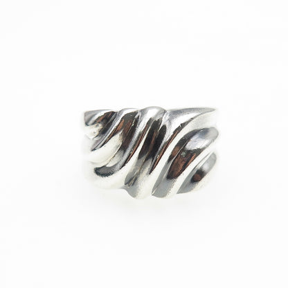 CHAPAL ZENRAY Sterling Silver Vintage Modernist Ribbed Oxidized Ring Size 8.25