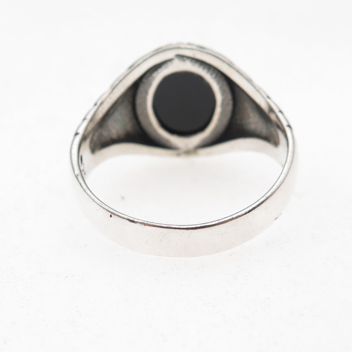 Paul Brackna 925 Sterling Silver Vintage Real Black Onyx Oxidized Ring Size 12.5