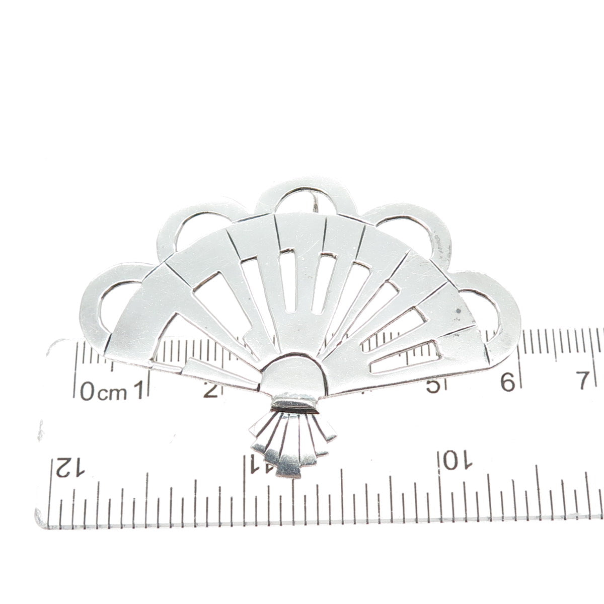 SIG Joseph Esposito 925 Sterling Silver Vintage Modernist Fan Pendant