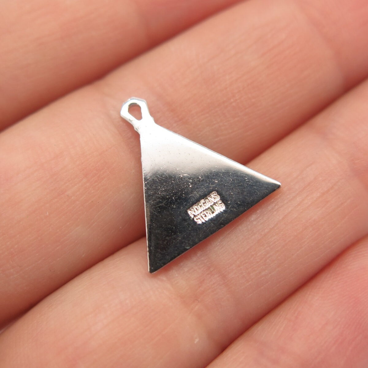 925 Sterling Silver Vintage Morgans Crown Triangle Pendant