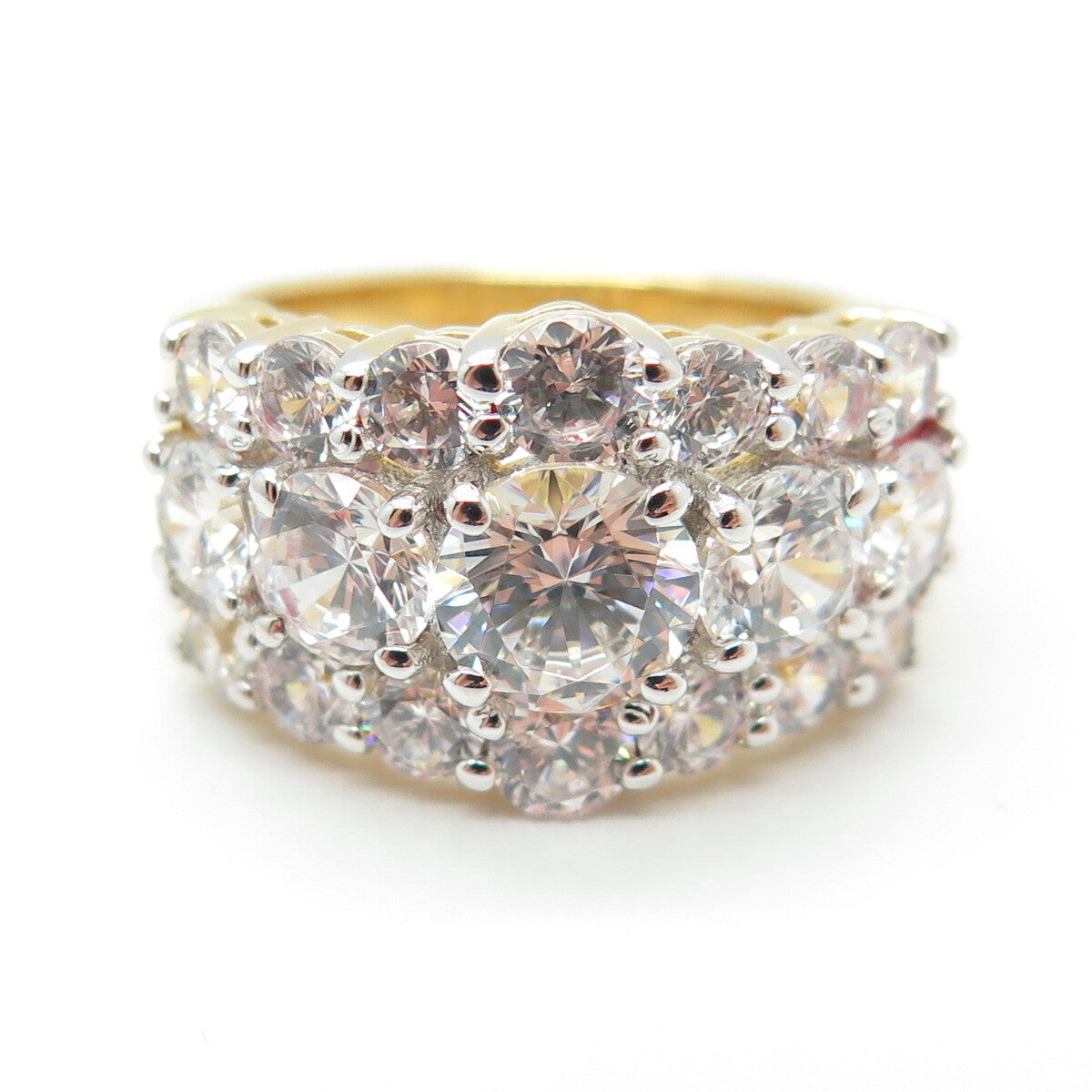 925 Sterling Silver Gold Plated Round-Cut C Z Promise Ring Size 6
