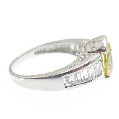 MEDA 925 Sterling Silver Canary & White C Z Ring Size 8.75