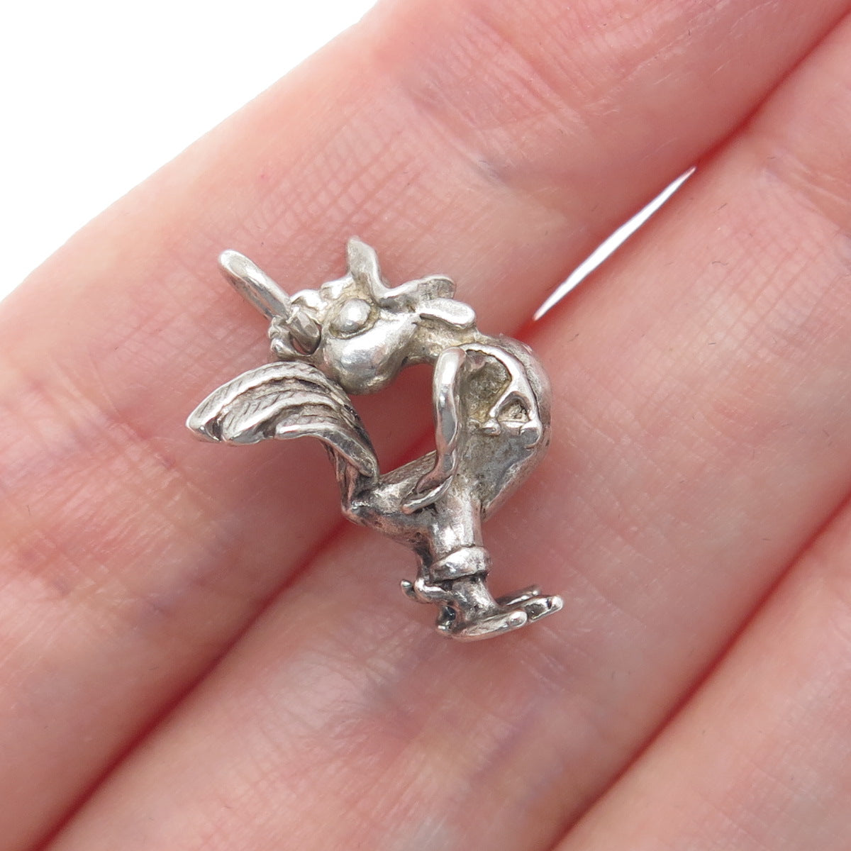 925 Sterling Silver Vintage Rooster Minimalist 3D Charm Pendant