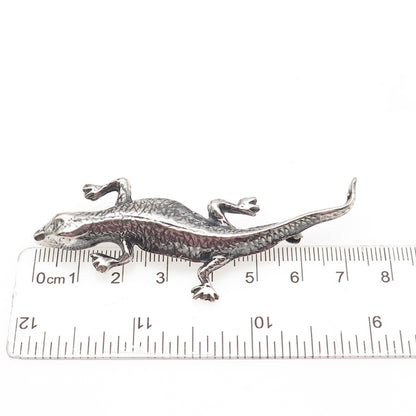 925 Sterling Silver Vintage Lizard Oxidized Pin Brooch