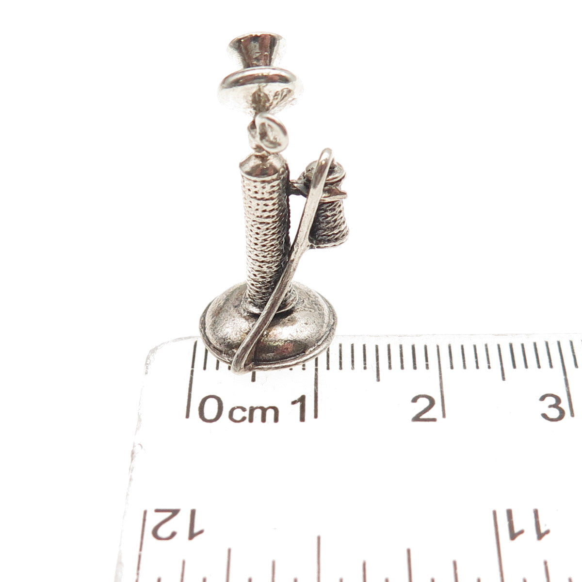 DANECRAFT 925 Sterling Antique Art Deco Retro Candlestick Phone 3D Mini Pendant